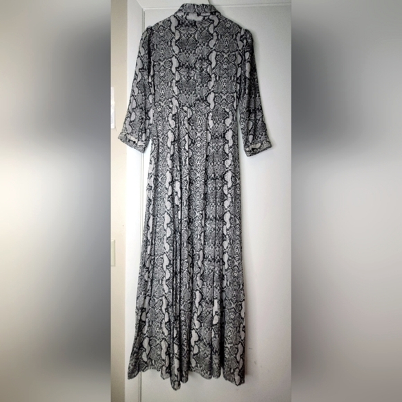 Zara Black And Grey Snake Print Long Shirt Dress Button Down Size XS - Picture 3 of 16